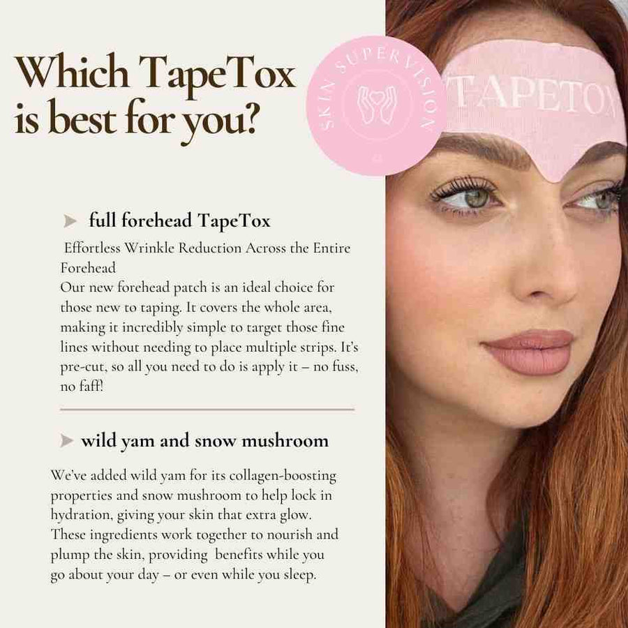 Full Forehead TapeTox Wrinkle Smoother Infused With Wild Yam and Snow Mushroom